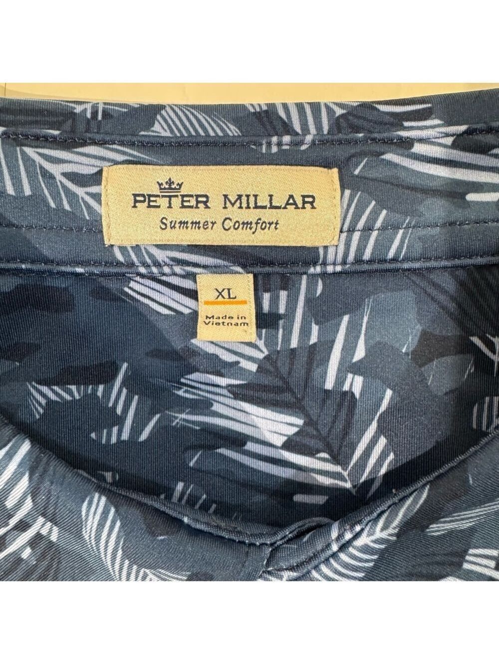Peter Millar Blue Abstract Tropical Summer Comfort Performance Polo/Golf Shirt - Picture 3 of 6